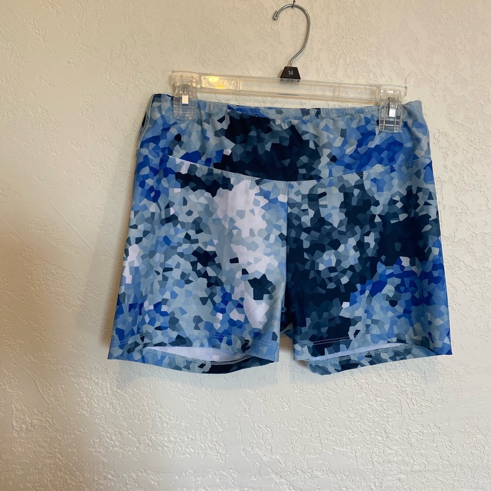 Blue multicolor athletic shorts